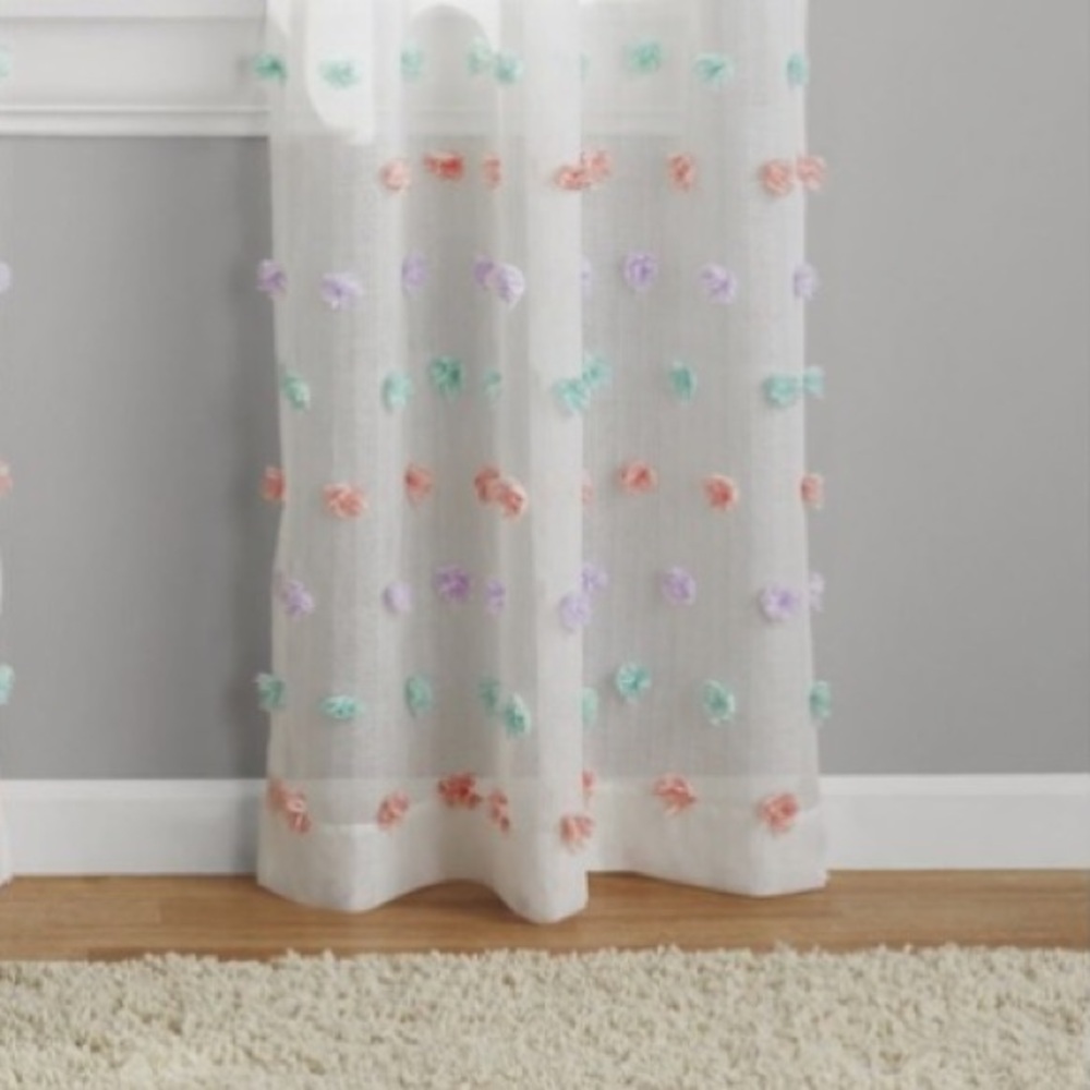 Colorful Pom-Pom Sheer Curtain- Your Zone 38"Wx84"L Curtain Panel